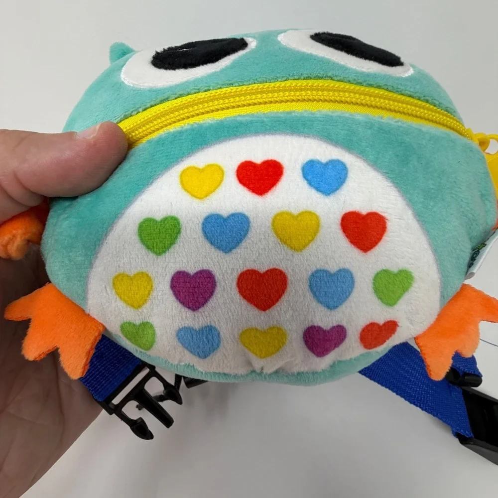 Beetoy Owl Sensory Buckle Toy Toddler Fine Motor Skill Travel Plush Teal Blue